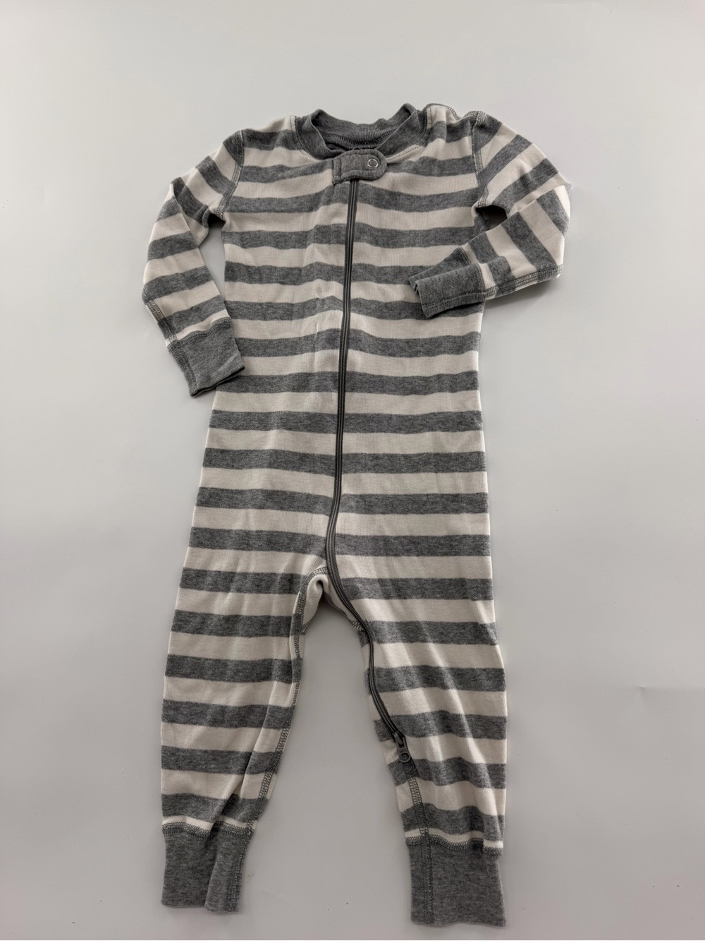 Hanna Andersson Grey White Striped 2 Way Sleeper Pajama Stripes Baby PJ Pajamas